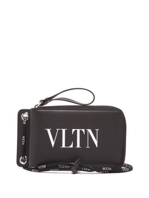 Matchesfashion.com Valentino - Vltn Logo Neck Wallet - Mens - Black White
