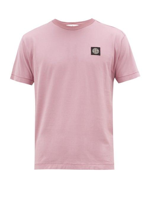 Matchesfashion.com Stone Island - Logo-patch Garment-dyed Cotton T-shirt - Mens - Pink