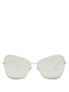 Matchesfashion.com Celine Eyewear - Oversized Mirrored Butterfly Metal Sunglasses - Womens - Silver
