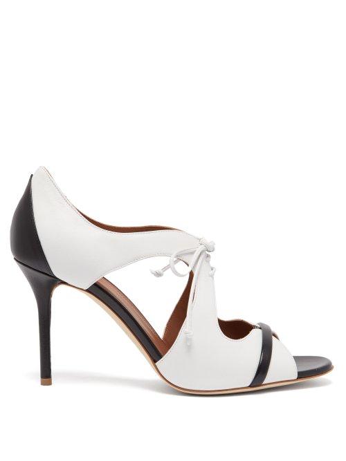 Matchesfashion.com Malone Souliers - Potomac Leather Peep Toe Pumps - Womens - Black White