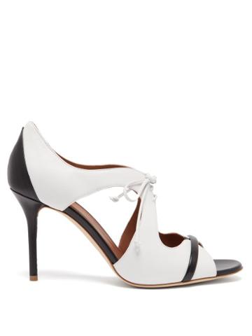 Matchesfashion.com Malone Souliers - Potomac Leather Peep Toe Pumps - Womens - Black White
