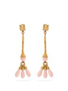 Matchesfashion.com Valentino - Long Bead Drop Earrings - Womens - Pink