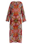 Etro Graphic Floral-print Tie-neck Chiffon Kaftan