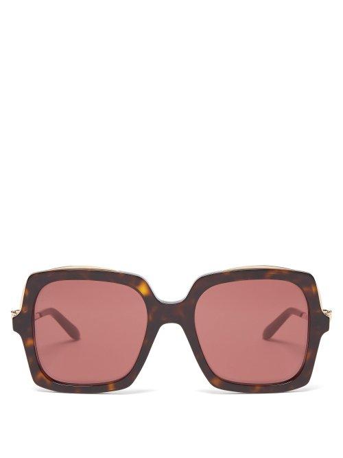 Matchesfashion.com Cartier Eyewear - Panthre Tortoisehell Effect Acetate Sunglasses - Womens - Red Multi