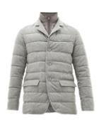 Matchesfashion.com Herno - Detachable Funnel Neck Quilted Flannel Jacket - Mens - Grey