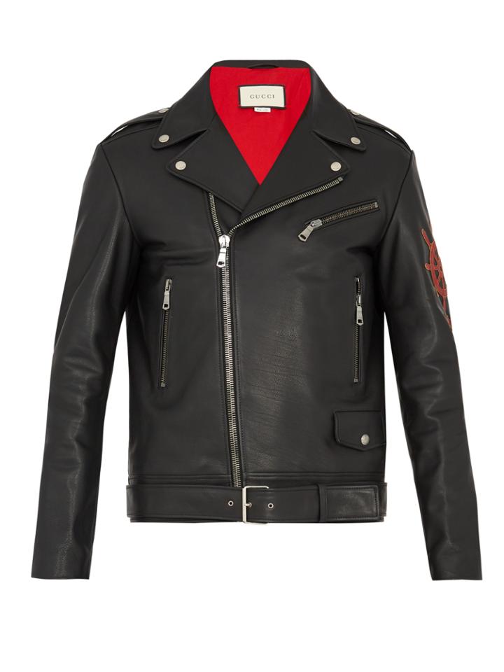 Gucci Blind For Love-appliqu Leather Jacket