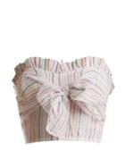 Matchesfashion.com Apiece Apart - Flora Metallic Striped Bandeau Top - Womens - White Stripe