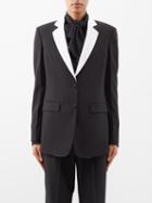 Another Tomorrow - Single-breasted Tailored Wool Blazer - Womens - Black White