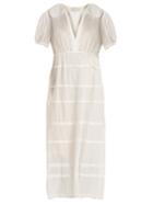 Lee Mathews Carly V-neck Tiered Cotton Dress