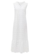Matchesfashion.com Merlette - Ardennes Broderie Anglaise Cotton Maxi Dress - Womens - White