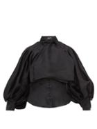 Matchesfashion.com Elzinga - Balloon Sleeve Silk Organza Blouse - Womens - Black
