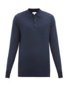 Matchesfashion.com Sunspel - Long-sleeved Merino-wool Polo Shirt - Mens - Navy