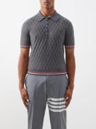 Thom Browne - Textured-check Cashmere Polo Shirt - Mens - Mid Grey