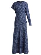 Matchesfashion.com Calvin Klein 205w39nyc - Checked Cotton Blend Dress - Womens - Blue Multi