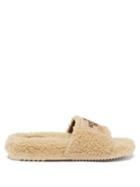 Gucci - X The North Face Shearling Slides - Mens - Beige