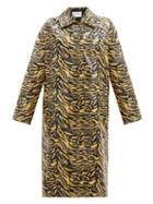 Matchesfashion.com Stand Studio - Elyssa Zebra-print Patent Faux-leather Coat - Womens - Black Yellow