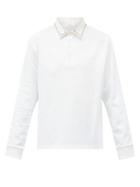 Matchesfashion.com Valentino - Rockstud Cotton-piqu Long-sleeved Polo Shirt - Mens - White