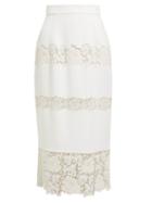 Matchesfashion.com Dolce & Gabbana - Floral Lace Insert Cady Skirt - Womens - White
