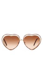 Matchesfashion.com Chlo - Poppy Heart Shaped Frame Sunglasses - Womens - Brown Multi