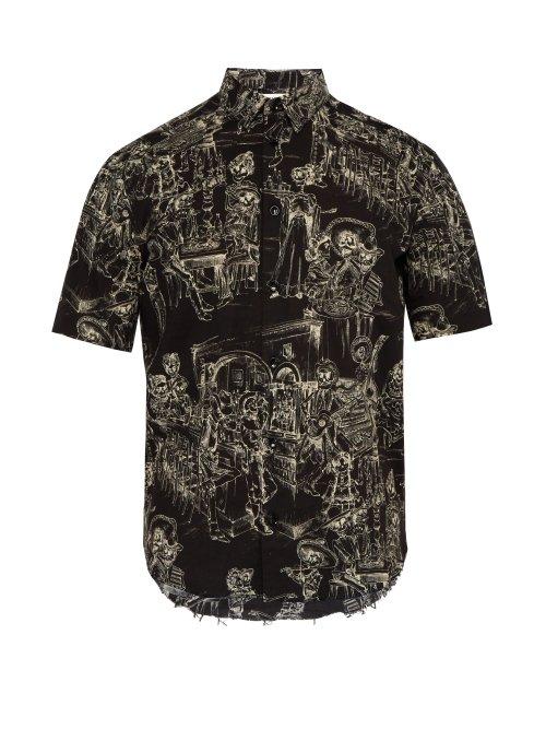 Matchesfashion.com Saint Laurent - Mexican Fiesta Skeleton Print Cotton Shirt - Mens - Black Cream