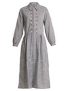 Jupe By Jackie Battle Embroidered Gingham Cotton Shirtdress