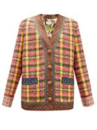 Matchesfashion.com Gucci - Checked Wool-blend Tweed Cardigan - Womens - Yellow Multi