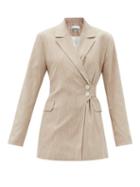 Matchesfashion.com Ganni - Double-breasted Wrap-front Canvas Jacket - Womens - Light Beige
