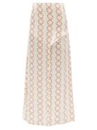 Themis Z - Jewel-print Silk-satin Wrap Skirt - Womens - Red White
