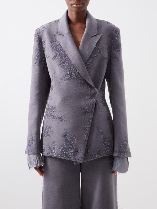 16arlington - Marfik Crystal-embellished Felt Blazer - Womens - Grey