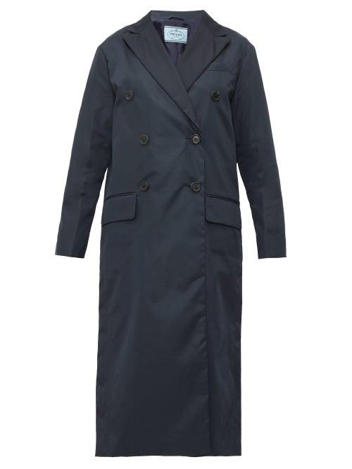 Matchesfashion.com Prada - Double Breasted Nylon Trench Coat - Womens - Navy