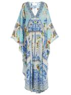 Matchesfashion.com Camilla - A Night To Remember Silk Maxi Kaftan - Womens - Blue Multi
