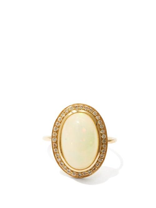 Matchesfashion.com Jade Jagger - Diamond, Opal & 18kt Gold Ring - Womens - Yellow Gold
