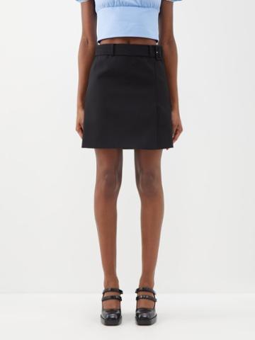 Shushu/tong - Belted Wool-blend Twill Mini Skirt - Womens - Black