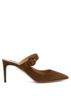 Matchesfashion.com Aquazzura - Blossom 75 Suede Mules - Womens - Khaki