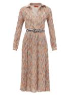 Matchesfashion.com Missoni - Surplice-neck Space-knit Cotton-blend Midi Dress - Womens - Orange Multi