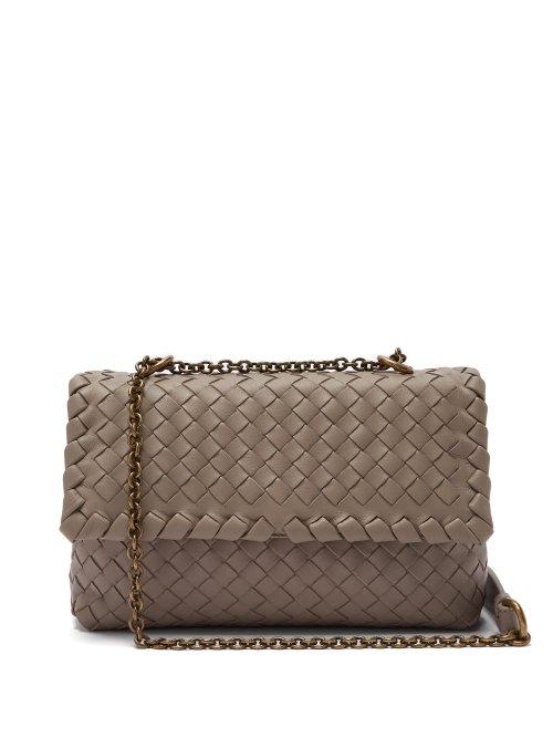 Matchesfashion.com Bottega Veneta - Baby Olimpia Intrecciato Leather Shoulder Bag - Womens - Grey