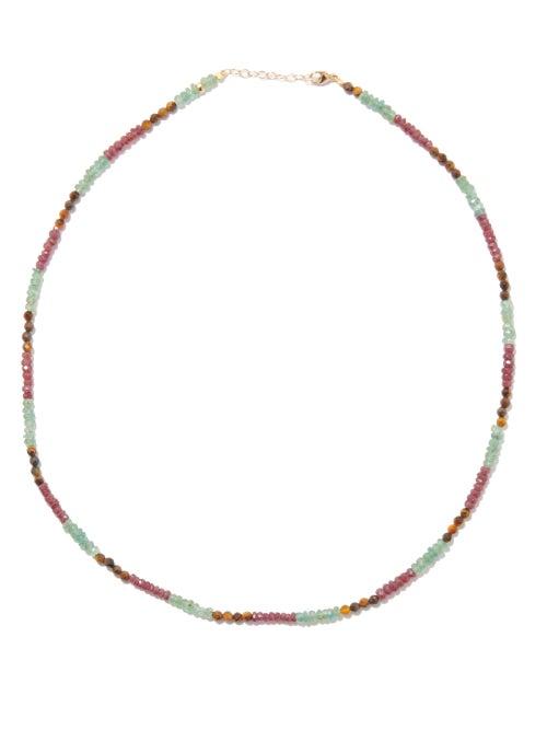 Jia Jia - Emerald, Ruby, Tiger's Eye & 14kt Gold Necklace - Womens - Multi