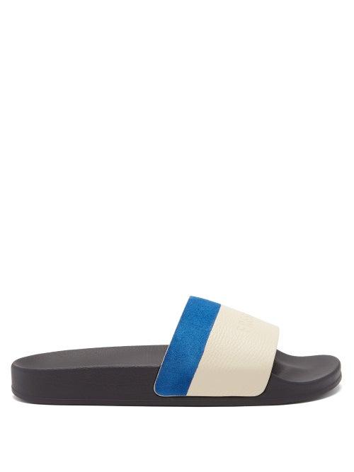 Frescobol Carioca - Humberto Suede-trim Rubber Slides - Mens - Blue White