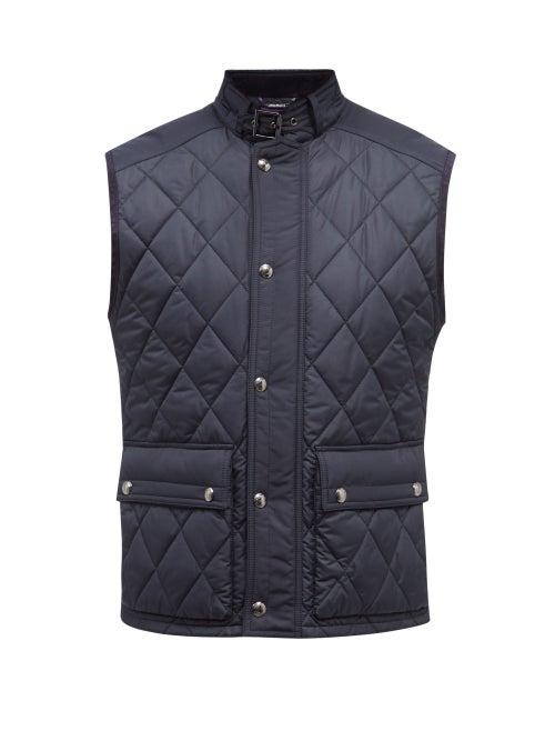 Mens Rtw Ralph Lauren Purple Label - Diamond-quilted Shell Gilet - Mens - Navy