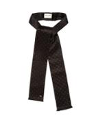Matchesfashion.com Saint Laurent - Studded Frayed-edge Silk Scarf - Womens - Black Gold