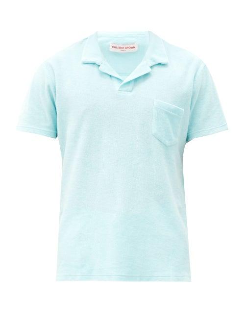 Matchesfashion.com Orlebar Brown - Patch-pocket Cotton-terry Polo Shirt - Mens - Light Blue