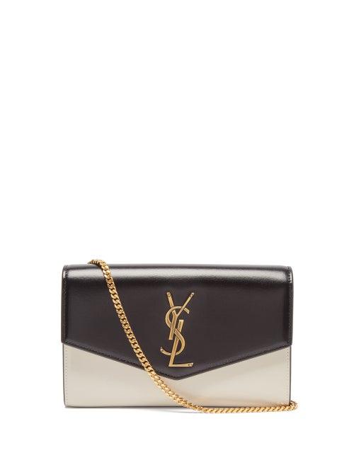 Saint Laurent - Uptown Ysl-logo Leather Cross-body Bag - Womens - Black White