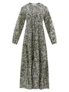 Matteau - Daisy-print Organic-cotton Poplin Maxi Dress - Womens - Navy Floral