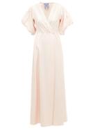 Matchesfashion.com Thierry Colson - Marieke Puff-sleeved Silk-twill Wrap Dress - Womens - Pink