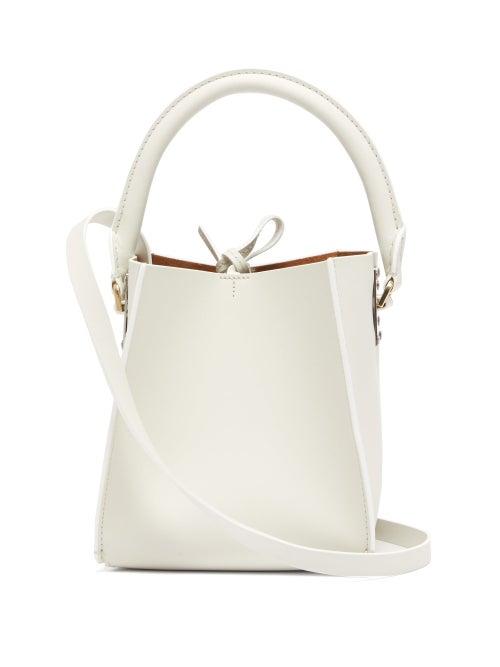Matchesfashion.com Sophie Hulme - Albion Cube Nano Leather Bucket Bag - Womens - White