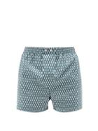 Derek Rose - Nelson Geometric-print Cotton Boxer Shorts - Mens - Green