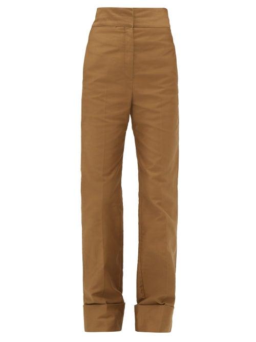 Matchesfashion.com Lemaire - Turn Up Cuff Cotton Twill Trousers - Womens - Khaki