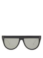 Matchesfashion.com Fendi - Defender Flat Top Acetate And Metal Sunglasses - Womens - Black