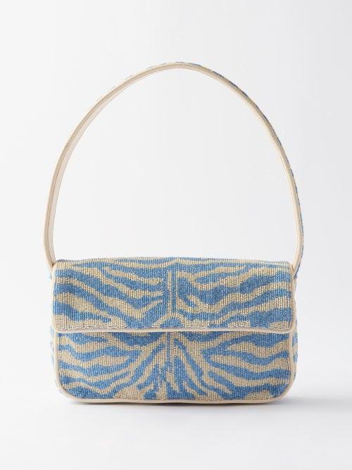 Staud - Tommy Beaded Zebra Shoulder Bag - Womens - White Blue