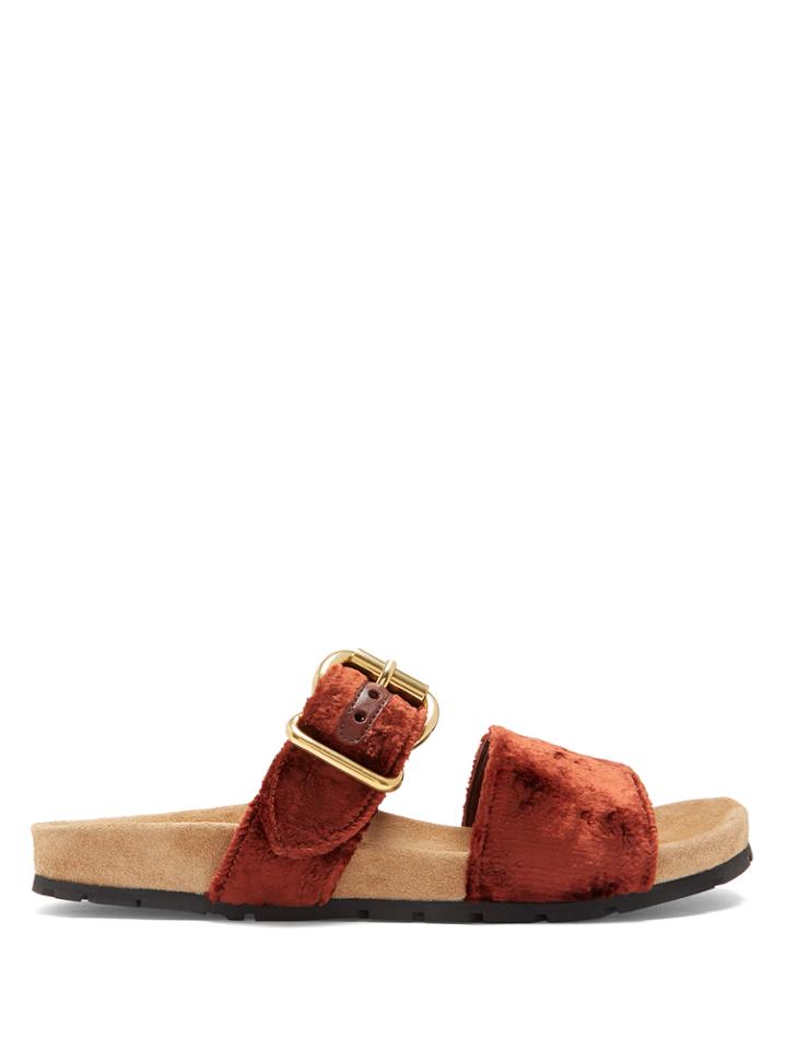Prada Suede-lined Crushed-velvet Slides